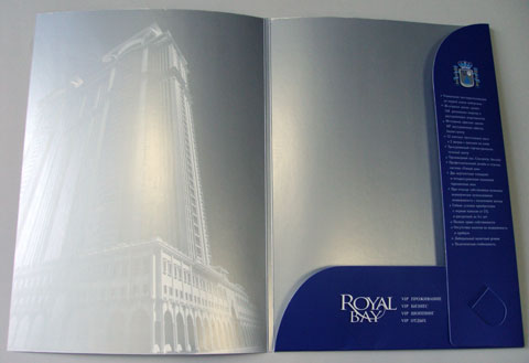 Изготовление папок «Royal Bay». Полиграфия типографии Макрос, изготовление папок, спецификация 956999-2
